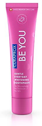 Curaprox Be You Dentifricio sbiancante all'anguria con sapore di anguria, al mentolo, vegano, 950 ppm, fluoro RDA 50, rosa, 60 ml