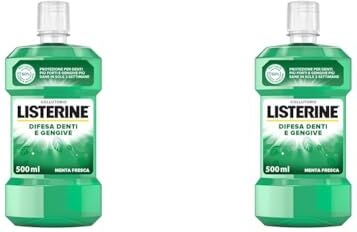 Listerine Collutorio Difesa Denti e Gengive, Al gusto di Menta Fresca, Collutorio gengive infiammate per denti forti, Con Fluoruro, Igiene orale per Gengive sane, 500 ml (Confezione da 2)