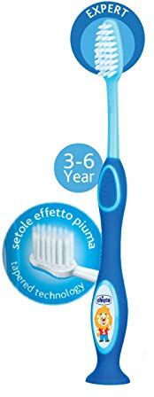 Chicco Spazzolino da denti con setole extra fini per bambini 3-6 anni, Colori assortiti, 1 Pezzo