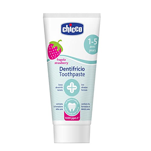 Chicco Dentifricio Bambini alla Fragola, Bassa Abrasività, con Fluoro e Xilitolo, Senza Conservanti 50 ml, 1+ Anni