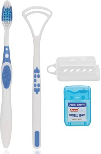 ZJchao Detergente Orale Pulizia Efficace Materiale PP Flessibile Raschietto per Lingua Spazzolino per Denti Kit Filo Interdentale per Adulti