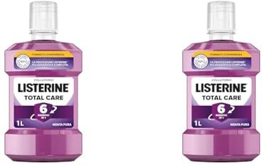 Listerine Collutorio Total Care, Collutorio al gusto di Menta Pura, Collutorio con 6 benefici in 1 per una pulizia accurata e un'igiene orale completa, 1L (Confezione da 2)