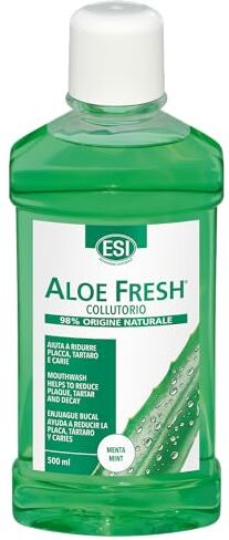 ESI Aloe Fresh Collutorio, con Estratti di Pompelmo e Xilitolo, Aiuta a Ridurre la Placca e l'Alitosi, Protegge le Gengive e Favorisce la Prevenzione delle Carie, Gusto Menta, 500 ml