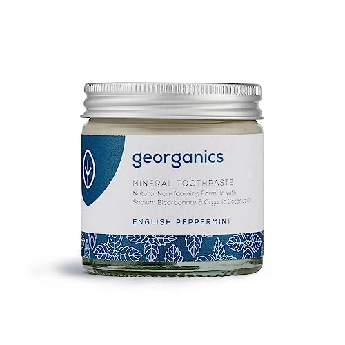 Georganics Mineral Rich Teeth Whitening Toothpaste Vegan and Fluoride free Peppermint 60ml