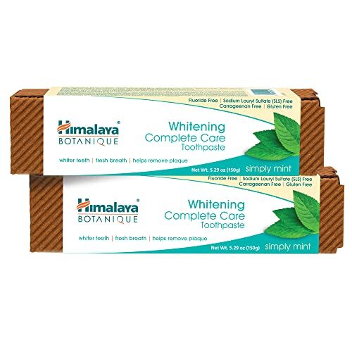 Himalaya Botanique Whitening simply Mint  Prevents germs and improves Oral & Dental health  Strenghtens teeth  All Natural, Fluoride & SLS free   100% Vegetarian and Vegan Friendly-150g (pack of 2)