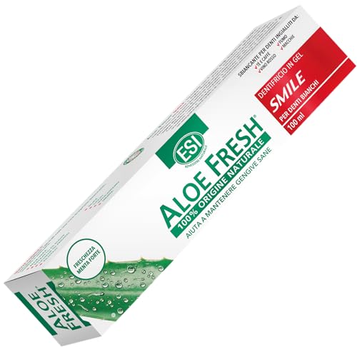 ESI Aloe Fresh Smile, Dentifricio con Aloe Vera, Alghe Marine e Lichene Islandico, Contribuisce a Mantenere Denti Bianchi e Brillanti Senza Aggredire lo Smalto, Senza Fluoro e Saccarina, 100 ml