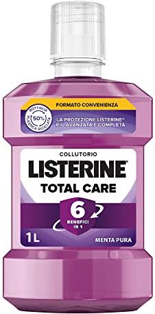 Listerine Collutorio Total Care, Collutorio al gusto di Menta Pura, Collutorio con 6 benefici in 1 per una pulizia accurata e un'igiene orale completa, 1L