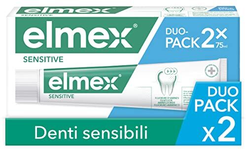 Elmex Dentifricio Sensitive 2 confezioni da 75 ml Trattamento Per Denti Sensibili, Sollievo e Protezione Efficace dalla Sensibilità Dentale, con Fluoruro Amminico