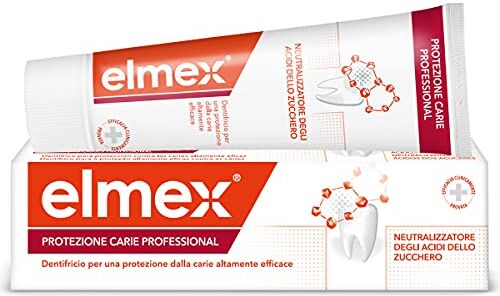 ELMEX Dentifricio Protezione Carie Professional 75ml, pasta con combinazione di calcio e arginina, Neutralizza gli acidi dello zucchero