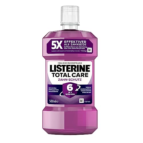 Listerine Total Care Protezione dentale (6 x 500 ml), protezione per la bocca contro la carie con effetto 6 in 1, protezione completa per denti forti