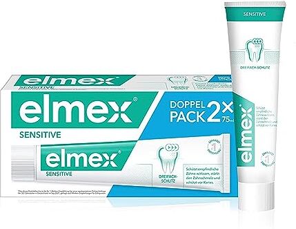 Elmex Gel Dentifricio Sensitive 2 x 75 ml – pulizia delicata dei denti sensibili al dolore – clinicamente confermato per denti forti e contro la carie