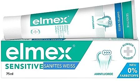 Elmex Dentifricio Sensitive bianco delicato 75 ml – pulizia dei denti clinicamente confermata per denti sensibili – protegge e ripristina lo sbiancamento naturale dei denti