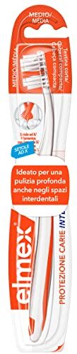 ELMEX Spazzolino Protezione Carie Inter X 1 Confezione I Setole Medie I Pulizia accurata fin negli spazi interprossimali I Testina corta per la pulizia dei molari difficili da raggiungere