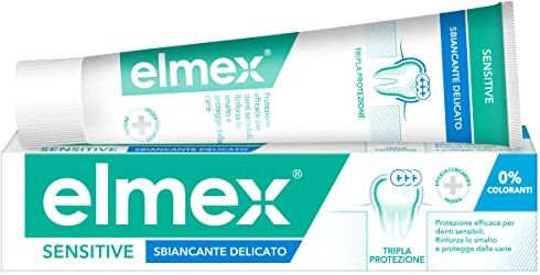 ELMEX Dentifricio sbiancante Delicato denti sensibili Sensitive 1 Confezione da 75 ml I Con Fluoruro amminico I Denti più bianchi I Rimozione delle macchie I Sbiancamento denti