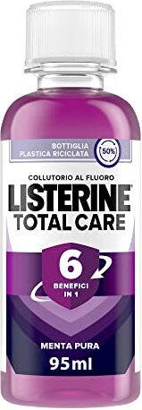 Listerine Collutorio Total Care, Collutorio al gusto di Menta Pura, Collutorio con 6 benefici in 1 per una pulizia accurata e un'igiene orale completa, 95 Ml