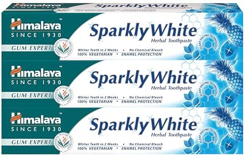 Himalaya Dente dentifricio  Herbals"Sparkly White" * Prendi i denti più bianchi in 2 settimane * Rimozione della placca avanzata, non contiene sostanze chimiche, 100% vegano 75ml (3-Pack)