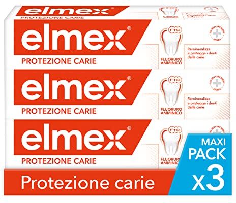 ELMEX Dentifricio Protezione Carie 3 Confezioni da 75 ml I Remineralizza e Protegge i Denti dalla Carie I Dentifricio Anticarie con Fluoruro Amminico I Rafforza lo smalto e rende i denti resistenti