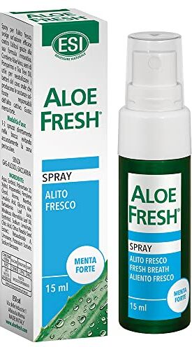 ESI Alito Fresco Spray con Xilitolo e Aloe Vera, Combatte l'Alitosi Neutralizzando i Batteri del Cavo Orale Responsabili dell'Alito Cattivo, Gusto Menta Forte, Senza Alcol, 15 ml