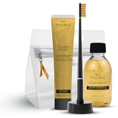 PIUMA Care Set Regalo per Lei Cura Orale con Acido Ialuronico e Oro 24k, Nero – Dentifricio Sbiancante e Spazzolino Denti Bianchi con Setole Attive, Collutorio, Supporto Calendario, Pochette Elegante PIUMA Care Set Regalo per Lei Cura Orale con Acido Ialuronico e Oro 24k, Nero – Dentifricio Sbiancante e Spazzolino Denti Bianchi con Setole Attive, Collutorio, Supporto Calendario, Pochette Elegante
