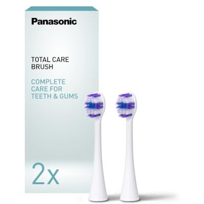 Panasonic Testina per Spazzolino da Denti Total Care Setole Extra-Fine da 0,02mm, Setole Brilliance, Rimozione della Placca e Macchie, Bianco, Confezione da 2 Panasonic Testina per Spazzolino da Denti Total Care Setole Extra-Fine da 0,02mm, Setole Brilliance, Rimozione della Placca e Macchie, Bianco, Confezione da 2