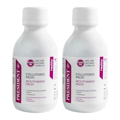 President KIT 2 COLLUTORIO PROFI con Clorexidina 0.20%, Contrasta la Formazione di Placca, Carie e Gengiviti, Ideale dopo Interventi Chirurgici, Azione Intensiva, Senza Alcool 2x200ml President KIT 2 COLLUTORIO PROFI con Clorexidina 0.20%, Contrasta la Formazione di Placca, Carie e Gengiviti, Ideale dopo Interventi Chirurgici, Azione Intensiva, Senza Alcool 2x200ml