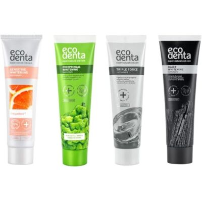 ECODENTA Set dentifricio EXPERT da 4 dentifricio con carbone attivo e dentifricio biologico per denti e gengive sensibili set completo per l'igiene orale ECODENTA Set dentifricio EXPERT da 4 dentifricio con carbone attivo e dentifricio biologico per denti e gengive sensibili set completo per l'igiene orale