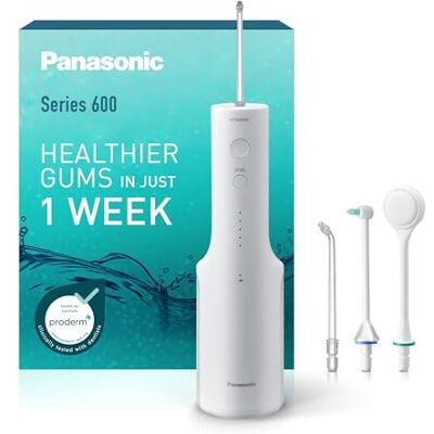 Panasonic Serie 600 Irrigatore Orale a Ultrasuoni , Idropulsore dentale, 200ml, IPX7, 2 Ugelli a Ultrasuoni, 1 Ugello Ortodontico e 1 Ugello per Pulire la Lingua, 5 Livelli di Pressione Panasonic Serie 600 Irrigatore Orale a Ultrasuoni , Idropulsore dentale, 200ml, IPX7, 2 Ugelli a Ultrasuoni, 1 Ugello Ortodontico e 1 Ugello per Pulire la Lingua, 5 Livelli di Pressione