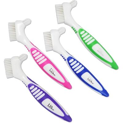 Dental Aesthetics 4 x spazzole per protesi ~ impugnature in gomma, impugnatura facile da impugnare, testa a doppia setola Dental Aesthetics 4 x spazzole per protesi ~ impugnature in gomma, impugnatura facile da impugnare, testa a doppia setola