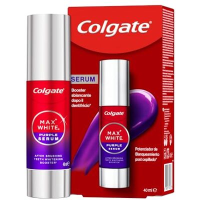 Colgate Max White Purple Serum 40ml, Booster Sbiancante Denti istantaneo, Sbianca istantaneamente, Formula a doppia azione per denti bianchi, tecnologia correzione immediata del colore Colgate Max White Purple Serum 40ml, Booster Sbiancante Denti istantaneo, Sbianca istantaneamente, Formula a doppia azione per denti bianchi, tecnologia correzione immediata del colore