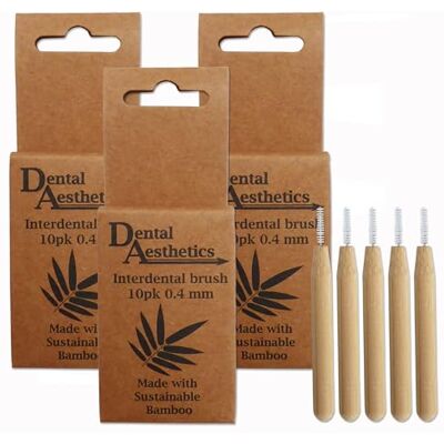 Dental Aesthetics Spazzole interdentali in bambù, 3 confezioni da 10 spazzole (0,4 mm) Dental Aesthetics Spazzole interdentali in bambù, 3 confezioni da 10 spazzole (0,4 mm)