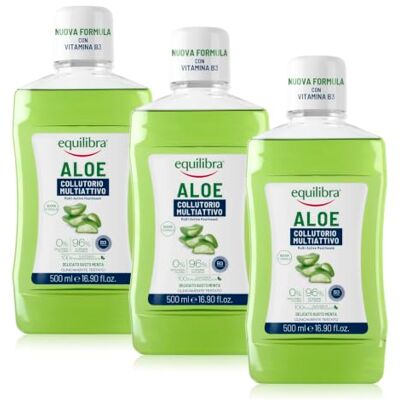 Equilibra Igiene Dentale, Aloe Collutorio Multiattivo, Collutorio a Base di Aloe Vera dal Delicato Gusto Menta, Mentolo per un Alito Fresco, Aiuta a Proteggere da Carie e Tartaro, 3 Pezzi da 500ml Equilibra Igiene Dentale, Aloe Collutorio Multiattivo, Collutorio a Base di Aloe Vera dal Delicato Gusto Menta, Mentolo per un Alito Fresco, Aiuta a Proteggere da Carie e Tartaro, 3 Pezzi da 500ml