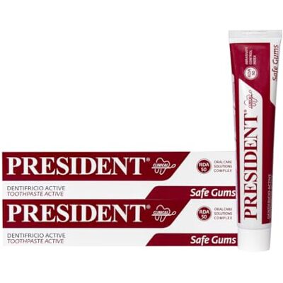 President KIT 2 DENTIFRICIO ACTIVE ad Attività Gengivale. Per gengive irritate, infiammate e parodontite. Azione sanitizzante astringente. RDA 50. 2X75ml President KIT 2 DENTIFRICIO ACTIVE ad Attività Gengivale. Per gengive irritate, infiammate e parodontite. Azione sanitizzante astringente. RDA 50. 2X75ml