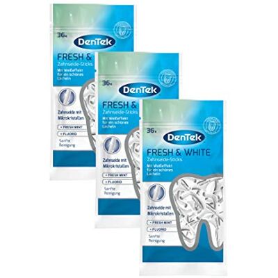 Dentek Fresh & White Filo interdentale, Confezione da (3 X 36 Pezzi) Dentek Fresh & White Filo interdentale, Confezione da (3 X 36 Pezzi)