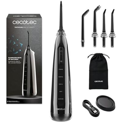 Cecotec Idropulsore Dentale Portatile Irrigatore Orale Professionale ToothCare 6000 Jet Liberty.Auton. 30 Giorni, Serbatoio 180ml, 30-80PSI, 1500 Impulsi/min, Testine Magnetiche, IPX7, Igiene Completa Cecotec Idropulsore Dentale Portatile Irrigatore Orale Professionale ToothCare 6000 Jet Liberty.Auton. 30 Giorni, Serbatoio 180ml, 30-80PSI, 1500 Impulsi/min, Testine Magnetiche, IPX7, Igiene Completa