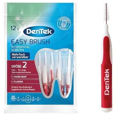 Dentek Easy Brush 12 spazzole interdentali, ISO/misura 2, fini – per spazi interdentali stretti, con sapore di menta e tappo di protezione igienico Dentek Easy Brush 12 spazzole interdentali, ISO/misura 2, fini – per spazi interdentali stretti, con sapore di menta e tappo di protezione igienico