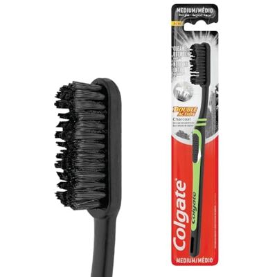 Colgate Spazzolino da denti carbone attivo medio confezione da 12 pezzi per adulti doppia azione con setole a V e pulizia della lingua spazzolino manuale sbiancante morbido ed efficace Colgate Spazzolino da denti carbone attivo medio confezione da 12 pezzi per adulti doppia azione con setole a V e pulizia della lingua spazzolino manuale sbiancante morbido ed efficace