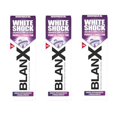 BLANX White Shock Purple Corrector, Dentifricio Dual Color, 3x75 ml BLANX White Shock Purple Corrector, Dentifricio Dual Color, 3x75 ml