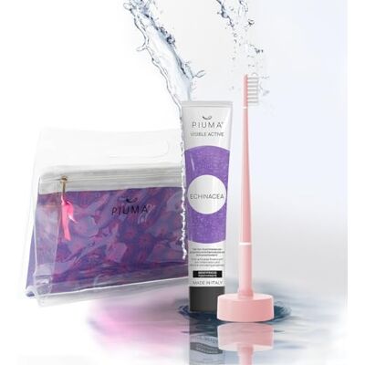 PIUMA Care Set Regalo Cura Orale con Echinacea, Rosa – Dentifricio Sbiancante e Spazzolino Denti Bianchi con Setole Attive, Supporto Calendario e Pochette Elegante – Design Italiano PIUMA Care Set Regalo Cura Orale con Echinacea, Rosa – Dentifricio Sbiancante e Spazzolino Denti Bianchi con Setole Attive, Supporto Calendario e Pochette Elegante – Design Italiano