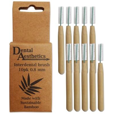 Dental Aesthetics Spazzole interdentali in bambù, manico in bambù, ecologico, confezione da 10 (0,8 mm) Dental Aesthetics Spazzole interdentali in bambù, manico in bambù, ecologico, confezione da 10 (0,8 mm)