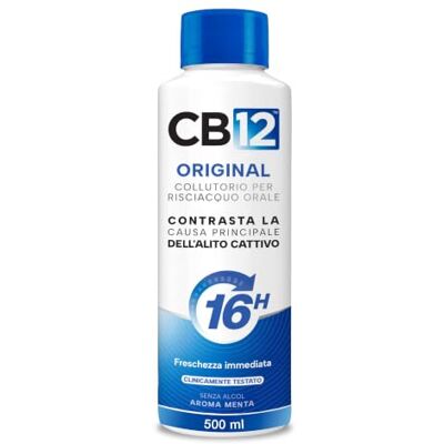 CB12 Collutorio Quotidiano, Senza Alcool, Combatte Alito Cattivo, Effetto 12 Ore, con Fluoruro, Senza Alcool, 500 ml CB12 Collutorio Quotidiano, Senza Alcool, Combatte Alito Cattivo, Effetto 12 Ore, con Fluoruro, Senza Alcool, 500 ml