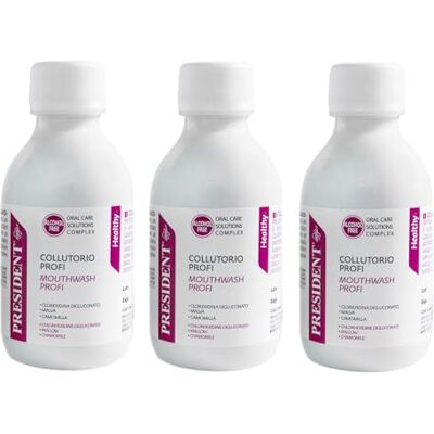 President KIT 3 COLLUTORIO PROFI con Clorexidina 0.20%, Contrasta la Formazione di Placca, Carie e Gengiviti, Ideale dopo Interventi Chirurgici, Azione Intensiva, Senza Alcool 3x200ml President KIT 3 COLLUTORIO PROFI con Clorexidina 0.20%, Contrasta la Formazione di Placca, Carie e Gengiviti, Ideale dopo Interventi Chirurgici, Azione Intensiva, Senza Alcool 3x200ml