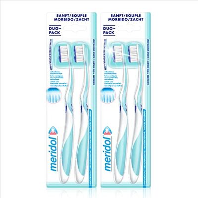 Meridol Spazzolino da denti per protezione gengivale, morbido, confezione da 4 pezzi, per una pulizia delicata dei denti sull'orlo gengivale Meridol Spazzolino da denti per protezione gengivale, morbido, confezione da 4 pezzi, per una pulizia delicata dei denti sull'orlo gengivale