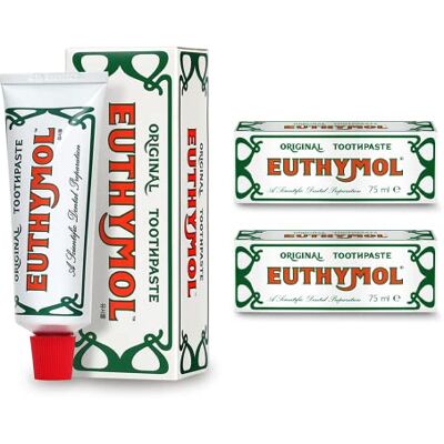 Euthymol Originale Dentifricio 75 ml x 2, senza fluoro, antiplacca, antibatterico, protezione della cavità, denti e gengive pulite e sane, rinfrescante alla menta, igiene orale quotidiana con smalto Euthymol Originale Dentifricio 75 ml x 2, senza fluoro, antiplacca, antibatterico, protezione della cavità, denti e gengive pulite e sane, rinfrescante alla menta, igiene orale quotidiana con smalto
