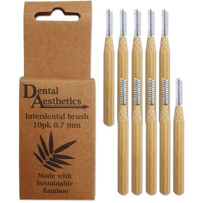 Dental Aesthetics Spazzole interdentali in bambù, manico in bambù, ecologico, confezione da 10 (0,7 mm) Dental Aesthetics Spazzole interdentali in bambù, manico in bambù, ecologico, confezione da 10 (0,7 mm)