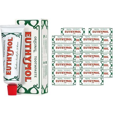 Euthymol Originale Dentifricio 75 ml x 24, senza fluoro, antiplacca, antibatterico, protezione della cavità, denti e gengive pulite e sane, rinfrescante alla menta, igiene orale quotidiana con smalto Euthymol Originale Dentifricio 75 ml x 24, senza fluoro, antiplacca, antibatterico, protezione della cavità, denti e gengive pulite e sane, rinfrescante alla menta, igiene orale quotidiana con smalto