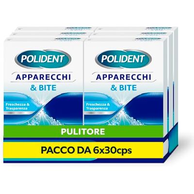 Polident Apparecchi & Bite, Pulitore Protesi Allineatori e Paradenti, 6x30 Polident Apparecchi & Bite, Pulitore Protesi Allineatori e Paradenti, 6x30