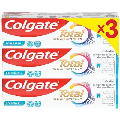 Colgate Total Active Prevention Cura smalto dentifricio 24 ore Protegge lo smalto e previene i problemi orali 3 x 75 ml Colgate Total Active Prevention Cura smalto dentifricio 24 ore Protegge lo smalto e previene i problemi orali 3 x 75 ml