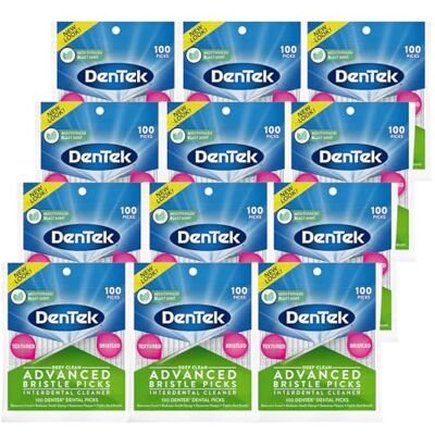 Dentek Dental Picks (Textured & Bristled for deep clean) with Fresh Mint, 100 counts by Dentek Dental Picks (Textured & Bristled for deep clean) with Fresh Mint, 100 counts by
