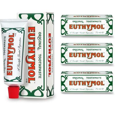 Euthymol Originale Dentifricio 75ml x 3, Anti-Plaquo, Antibatterico, Protezione della Cavità, Pulizia e Sano I Denti e Gengive, Mentolo Rinfrescante, Cure Orali Daily Enamel Euthymol Originale Dentifricio 75ml x 3, Anti-Plaquo, Antibatterico, Protezione della Cavità, Pulizia e Sano I Denti e Gengive, Mentolo Rinfrescante, Cure Orali Daily Enamel