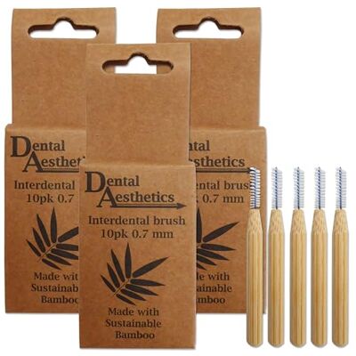 Dental Aesthetics Spazzole interdentali in bambù 3 confezioni ~ 10 spazzole per confezione (0,7 mm) Dental Aesthetics Spazzole interdentali in bambù 3 confezioni ~ 10 spazzole per confezione (0,7 mm)